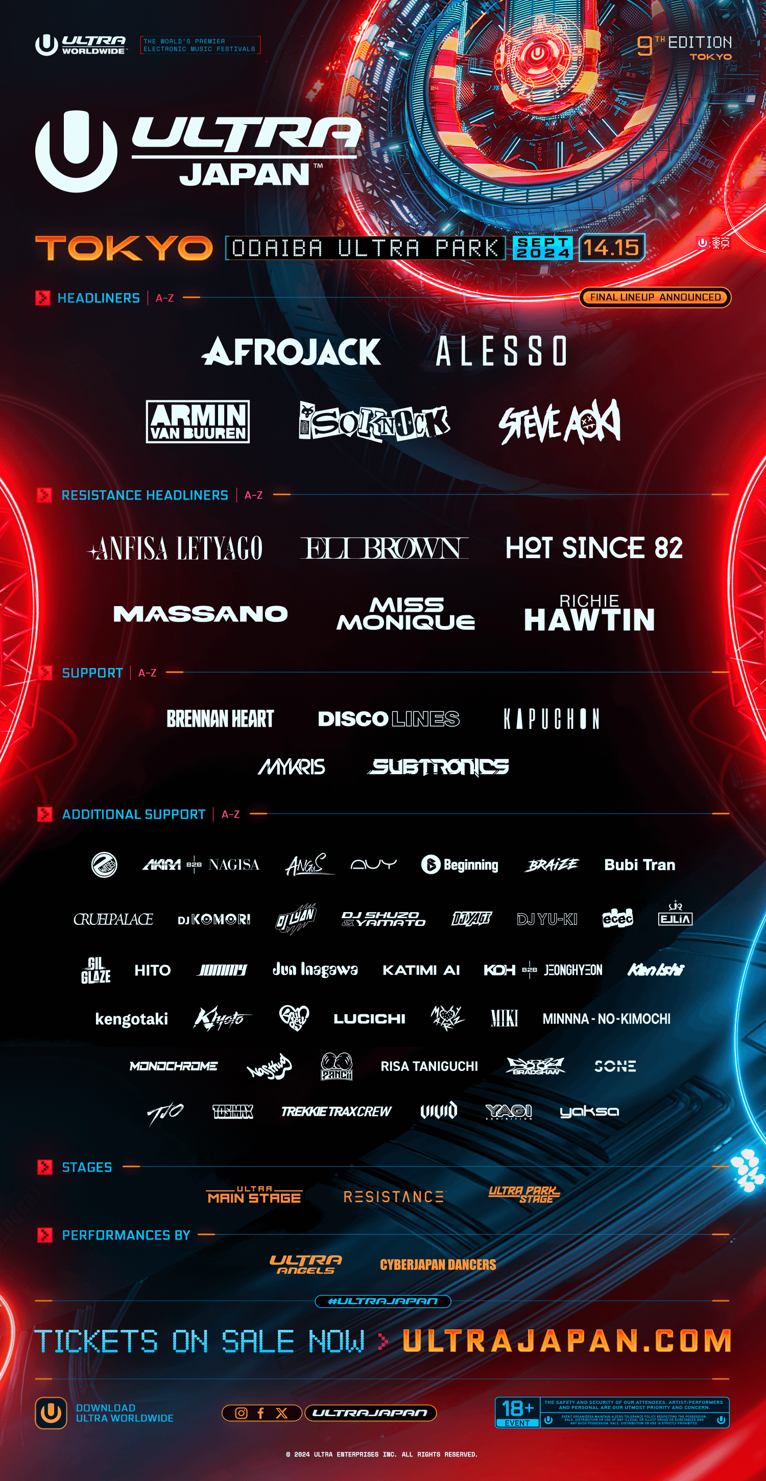 Lineup Ultra Japan September 13, 14 — 2025